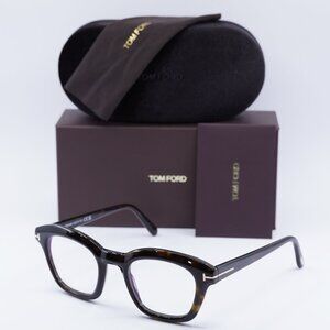 Tom Ford FT5961-B 052 Square Eyeglasses 49mm – Havana/Blue Light Block